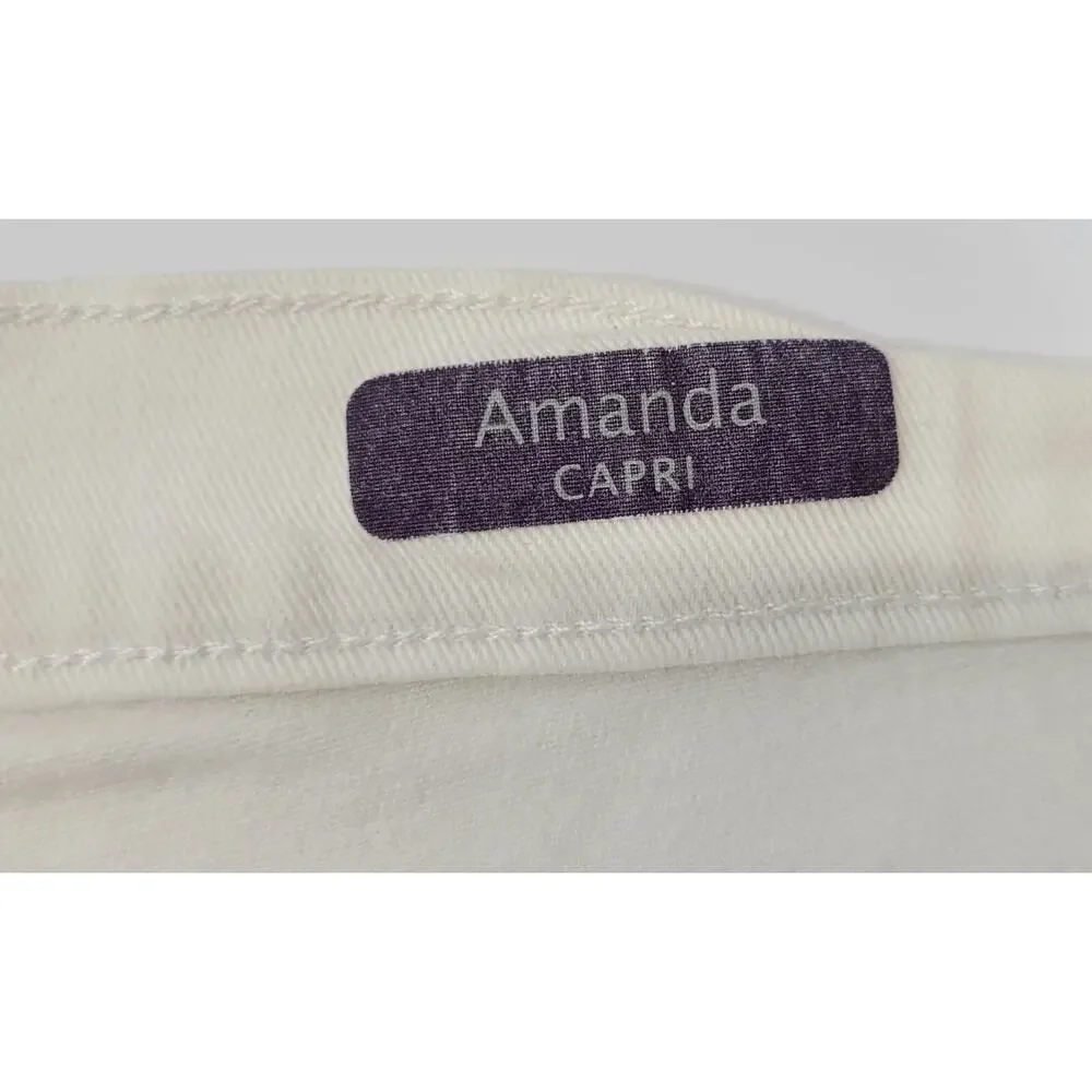 L9) Gloria Vanderbilt Amanda Capri White Studded Denim Pants 18 Missy